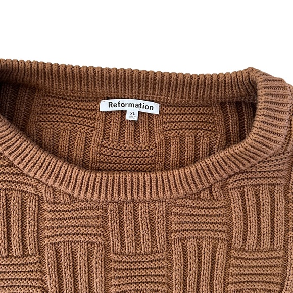 Reformation Winnie basketweave organic cotton sweater size XL - Picture 4 of 8